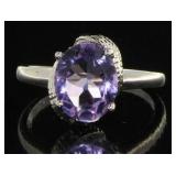 Genuine 2.44 ct Amethyst & Diamond Accent Ring