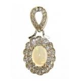 Genuine Fire Opal & White Topaz Designer Pendant