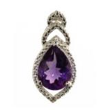 Genuine 2.77 ct Amethyst & Diamond Pendant
