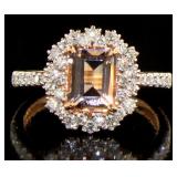 14kt Rose Gold 2.13 ct  Morganite & Diamond Ring