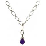 Natural Amethyst 18" Sterling Silver Drop