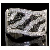 Genuine 3/4 ct Black & White Diamond Ring