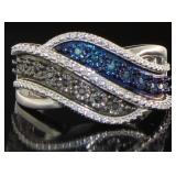 Blue & Black Diamond Designer Ring