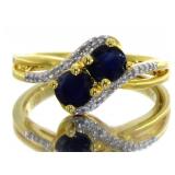 Natural 1.21 ct Sapphire & Diamond 2 Stone Ring
