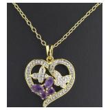 Genuine African Amethyst & Diamond Pendant