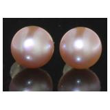 18kt Gold 8mm Rose Freshwater Pearl Earrings