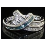 Natural 1/4 ct Blue & White Diamond Ring