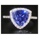Trillion Cut 3.20 ct Tanzanite Designer Ring