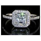 Princess Cut 1.12 ct White Topaz Designer Ring