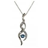 Natural Blue Topaz & Diamond Rhythm Necklace