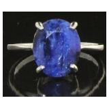 Natural Oval 4.11 ct Sapphire Solitaire Ring