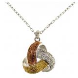 Tri-Toned Diamond Accent Designer Pendant