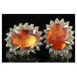 Natural Oval 1.60 ct Fire Opal Stud Earrings