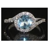 Genuine 1.88 ct Blue Topaz Designer Ring