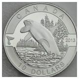 2013 - Canada $10 Orca 1/2 oz Pure Silver Coin