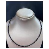 Natural 2.5mm Black Spinel 18" Necklace