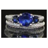 Stunning 3.00 ct Sapphire & White Topaz Bridal Set