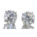 14kt White Gold 1.86 ct Round Diamond Studs