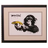 Chimp W Banana Gun By Banksy Giclee