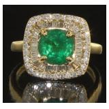 14kt Yellow Gold 2.20 ct Emerald & Diamond Ring
