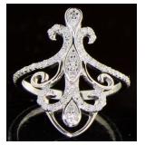 Genuine 1/3 ct Fleur De Lis Designer Diamond Ring