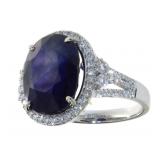 14kt Gold 12.39 ct Oval Sapphire & Diamond Ring