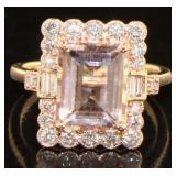 14kt Rose Gold 3.50 ct Morganite & Diamond Ring