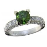 18kt Gold 2.51 ct Fancy Green Diamond Ring