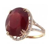 14kt Rose Gold 18.11 Oval Ruby & Diamond Ring