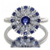 14kt Gold Natural Sapphire & Diamond Ring