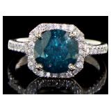 14kt Gold 3.09 ct Fancy Blue Diamond Ring