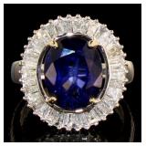 14kt Gold 6.00 ct Sapphire & Diamond Ring
