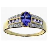 14kt Gold Natural Tanzanite & Diamond Ring