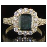 14kt Gold 3.27 ct Emerald Cut Blue Diamond Ring