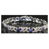 Genuine 5.00 ct Sapphire & Diamond Accent Bracelet
