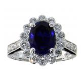14kt Gold 3.15 ct Oval Sapphire & Diamond Ring