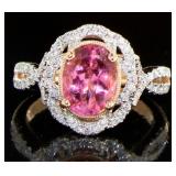 14kt Gold 1.98 ct Pink Tourmaline & Diamond Ring