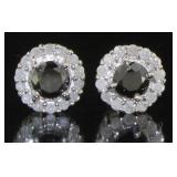 Natural 2.50 ct Black-White Diamond Stud Earrings