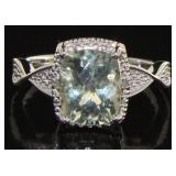 Natural 3.61 ct Green Amethyst & Diamond Ring