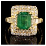 14kt Yellow Gold 3.75 ct Emerald & Diamond Ring