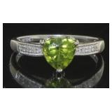 10kt Gold Natural 1.29 ct Peridot & Diamond Ring
