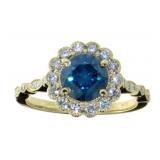 14kt Gold 1.91 ct Round Fancy Blue Diamond Ring