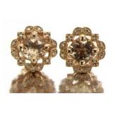 14K Rose Gold 1.55 ct Morganite & Diamond Earrings