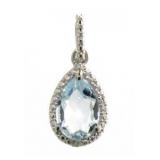 Genuine 1.64 ct Sky Blue Topaz & Diamond Pendant