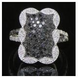 Cushion Design 1.00 ct Black-White Diamond Ring