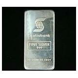 10 Ounce: Scotiabank .999 Fine Silver Bar