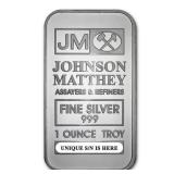 One Ounce - Johnson Matthey .999 Fine Silver Bar