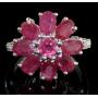Genuine 5.84 ct Ruby & Zircon Cocktail Ring