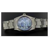 Mid Size Blue Mother Of Pearl Diamond Rolex Watch