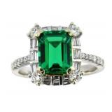 14kt Gold 3.71 ct Emerald & Diamond Ring